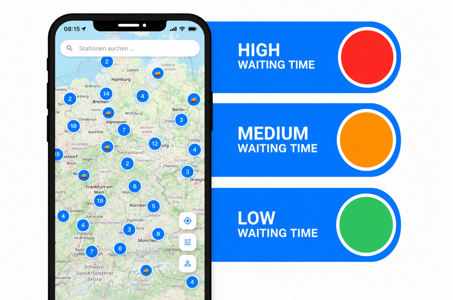 BulkRadar waiting times: high, medium and low